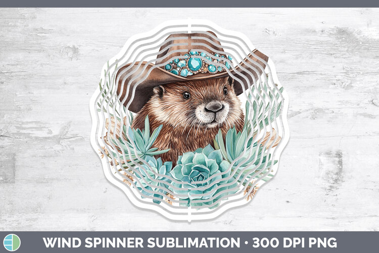 GorgeousWoodland Teal Cowboy Wind Spinner design.