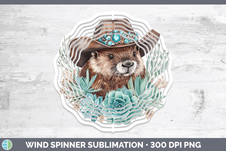 Woodland Teal Cowboy Beaver Wind Spinner Sublimation Spinner