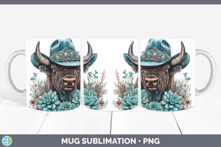 GorgeousWoodland Teal Cowboy Mug Wrap design.