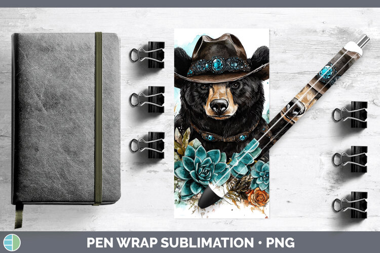 GorgeousWoodland Teal Cowboy Pen Wrap design.