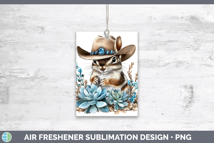 Woodland Teal Cowboy Chipmunk Air Freshener Sublimation Car