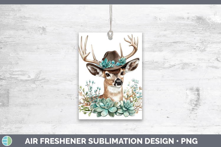 Woodland Teal Cowboy Deer Air Freshener Sublimation Car Fres