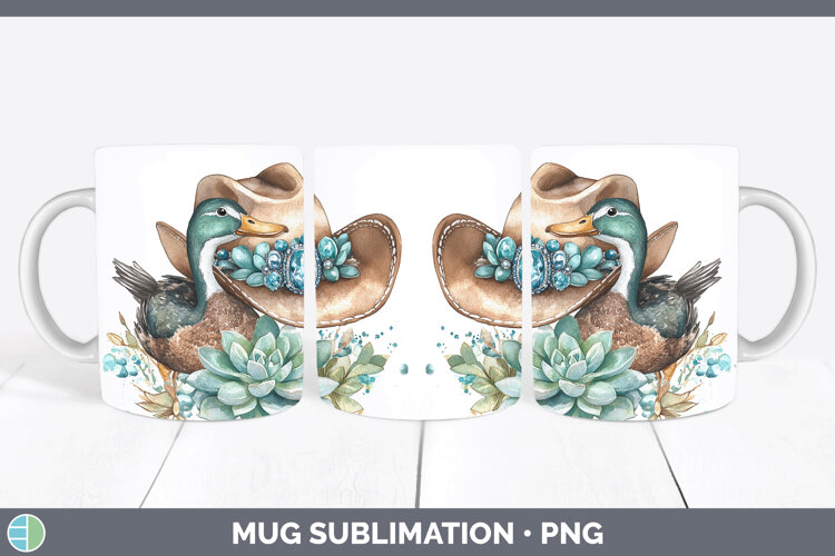 GorgeousWoodland Teal Cowboy Mug Wrap design.