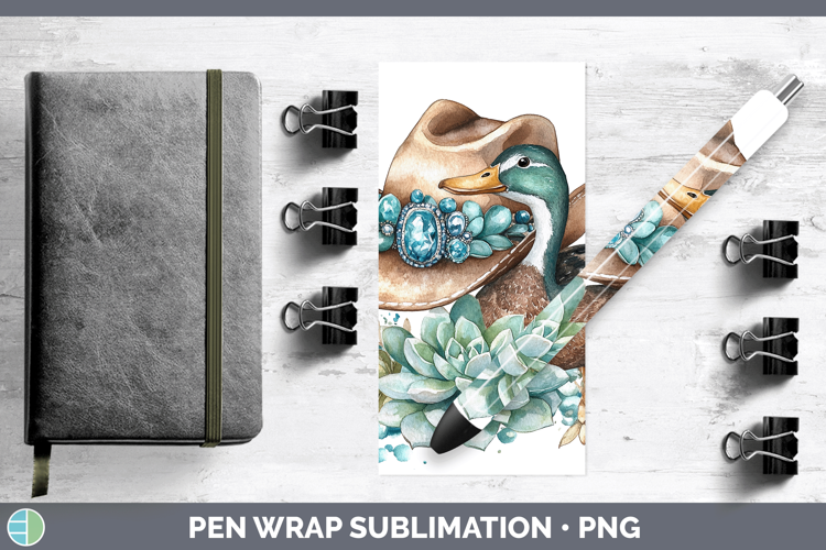Woodland Teal Cowboy Duck Pen Wrap Sublimation Pen Designs