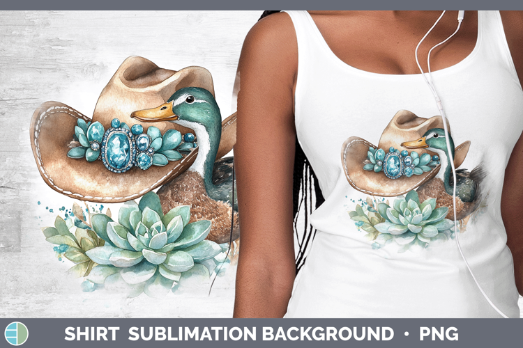 Woodland Teal Cowboy Duck Shirt Sublimation Background Desig