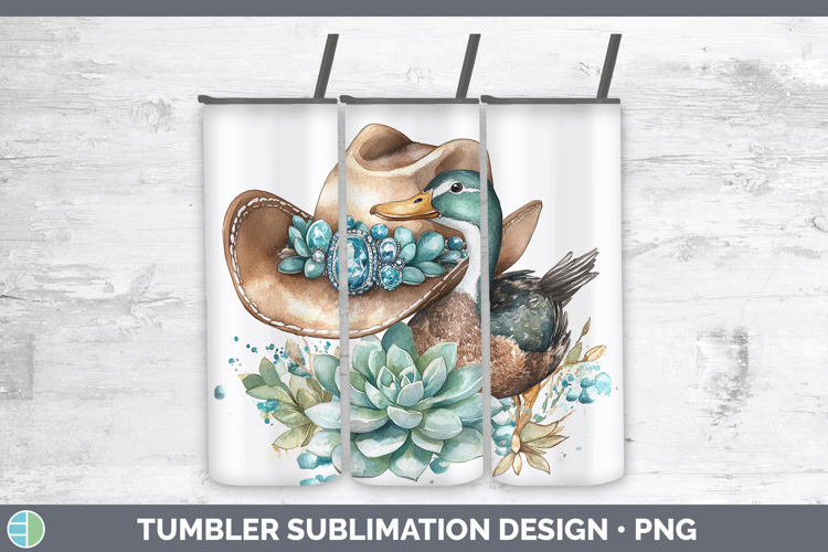 Woodland Teal Cowboy Duck Tumbler Sublimation 20 oz Skinny T