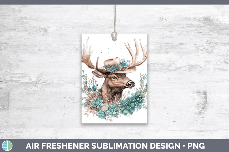 Woodland Teal Cowboy Elk Air Freshener Sublimation Car Fresh