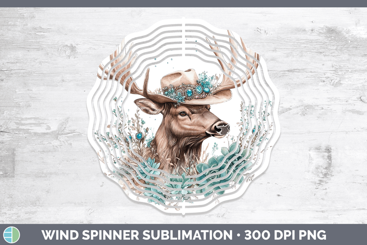Woodland Teal Cowboy Elk Wind Spinner Sublimation Spinner De