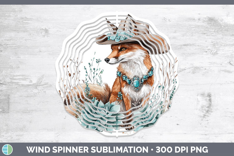 GorgeousWoodland Teal Cowboy Wind Spinner design.