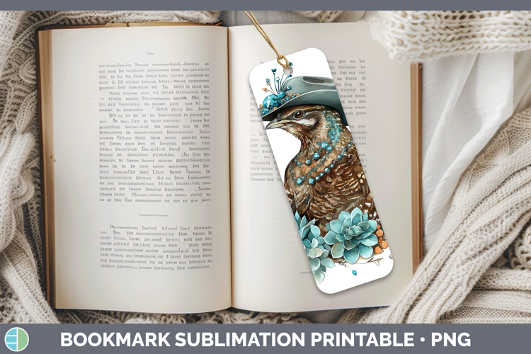 Woodland Teal Cowboy Grouse Bookmark Sublimation Printable D