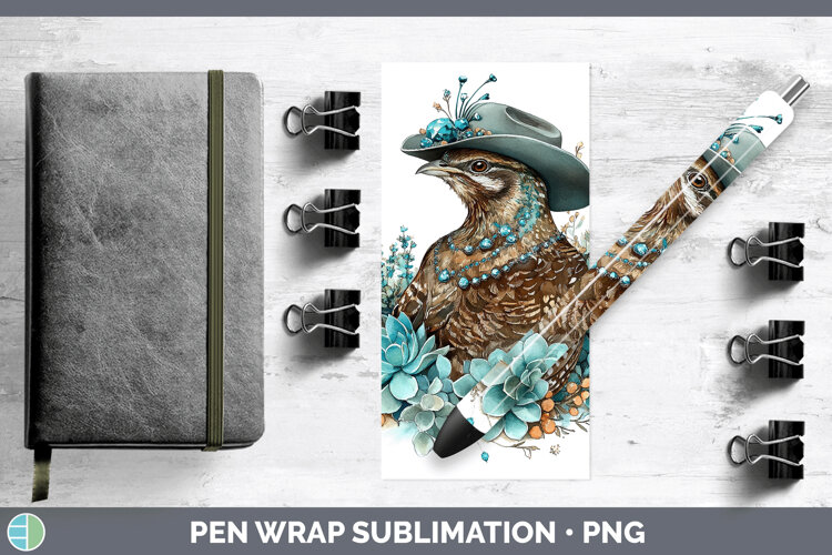 GorgeousWoodland Teal Cowboy Pen Wrap design.