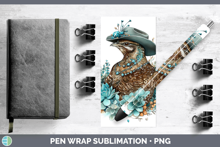 Woodland Teal Cowboy Grouse Pen Wrap Sublimation Pen Designs