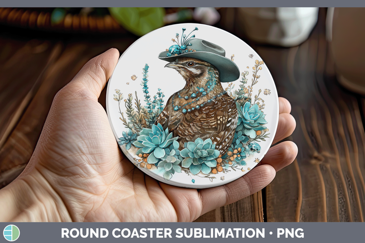 Woodland Teal Cowboy Grouse Round Coaster Sublimation Coaste