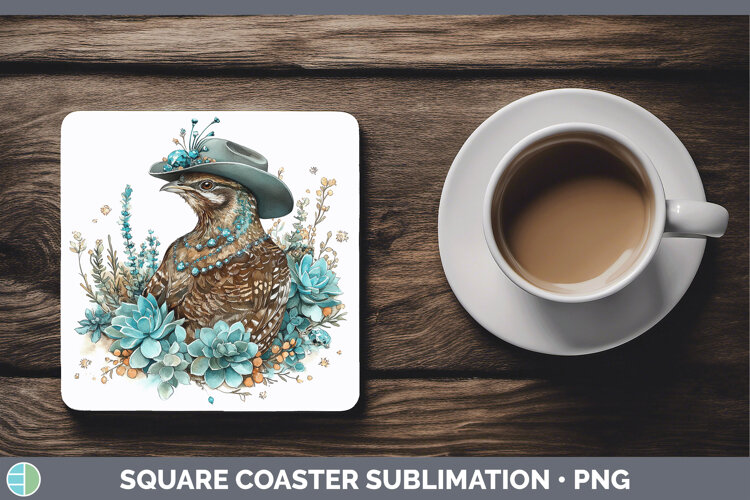 GorgeousWoodland Teal Cowboy Square Coaster design.