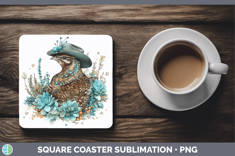 Woodland Teal Cowboy Grouse Square Coaster Sublimation Coast