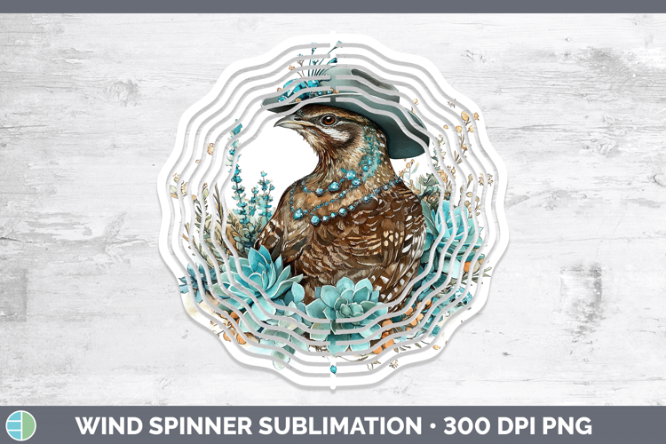 Woodland Teal Cowboy Grouse Wind Spinner Sublimation Spinner