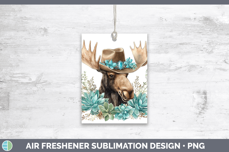 Woodland Teal Cowboy Moose Air Freshener Sublimation Car Fre