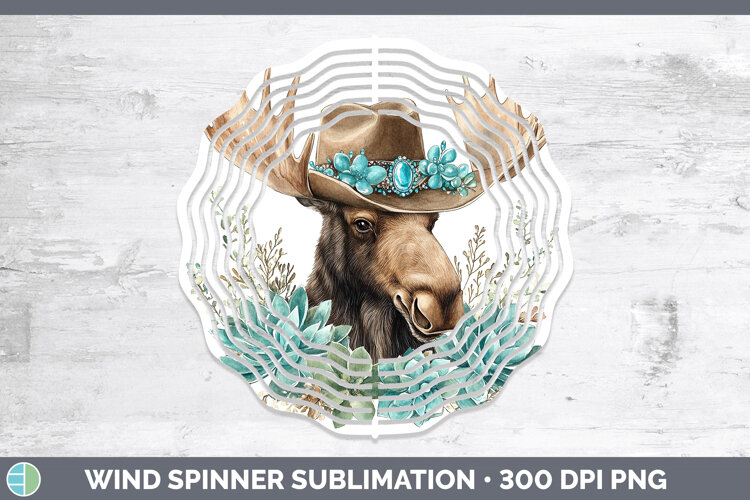 GorgeousWoodland Teal Cowboy Wind Spinner design.