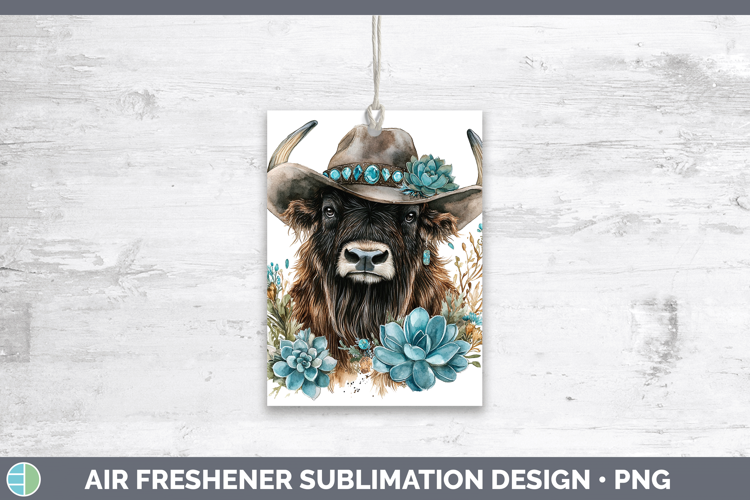 Woodland Teal Cowboy Musk Ox Air Freshener Sublimation Car F