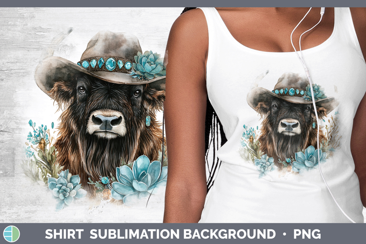 Woodland Teal Cowboy Musk Ox Shirt Sublimation Background De