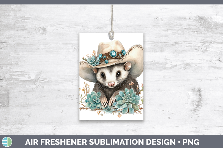 Woodland Teal Cowboy Opossum Air Freshener Sublimation Car F