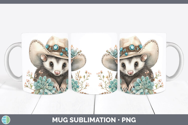 GorgeousWoodland Teal Cowboy Mug Wrap design.