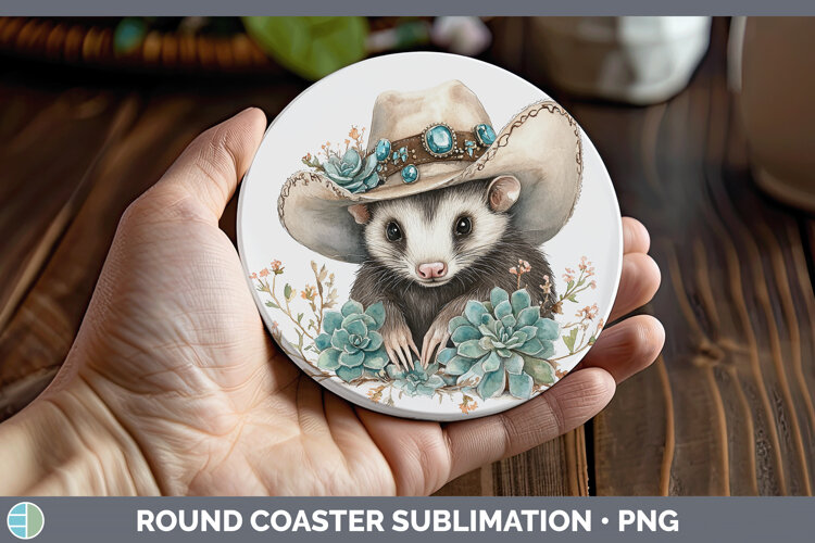 GorgeousWoodland Teal Cowboy Round Coaster design.