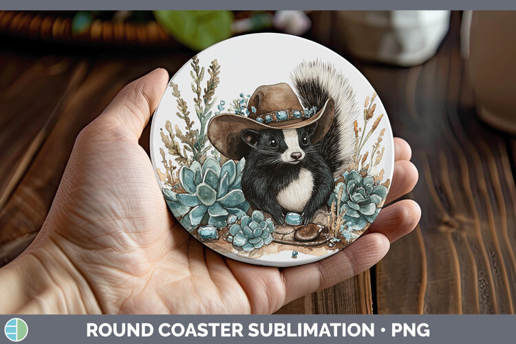GorgeousWoodland Teal Cowboy Round Coaster design.
