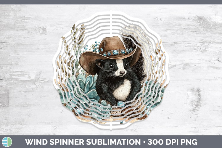 Woodland Teal Cowboy Skunk Wind Spinner Sublimation Spinner