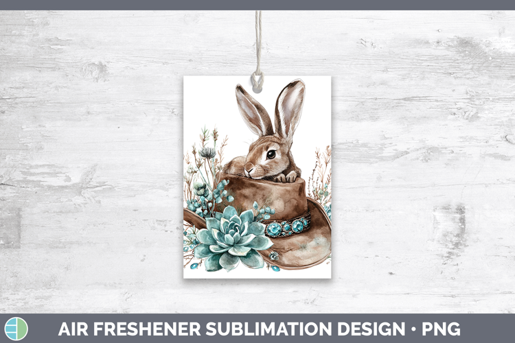 Woodland Teal Cowboy Snowshoe Hare Air Freshener Sublimation