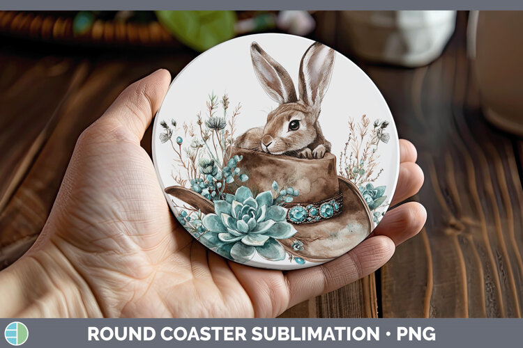 GorgeousWoodland Teal Cowboy Round Coaster design.