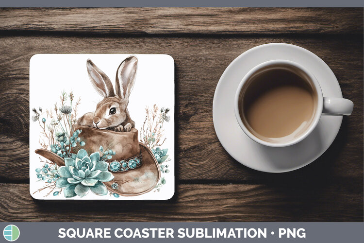 GorgeousWoodland Teal Cowboy Square Coaster design.