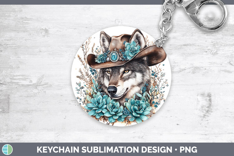 GorgeousWoodland Teal Cowboy Keychain design.