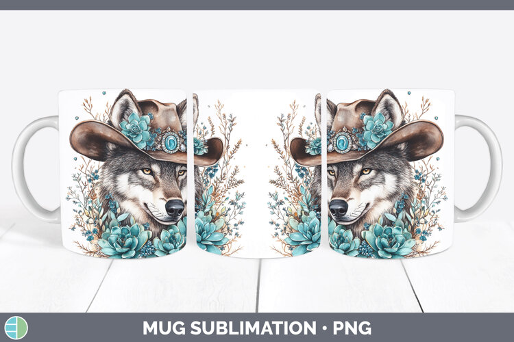 GorgeousWoodland Teal Cowboy Mug Wrap design.
