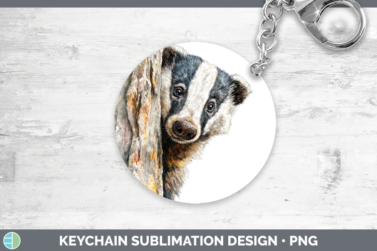 Badger Keychain Woodland Tree Peek Sublimation Keyring Desig