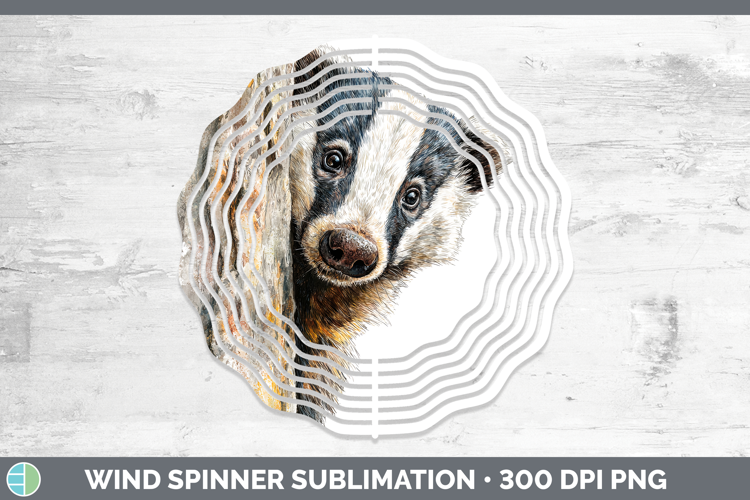 Badger Woodland Tree Peek Wind Spinner Sublimation Design