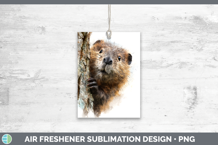 Beaver Woodland Tree Peek Air Freshener Sublimation Design