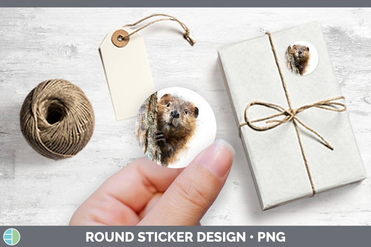 Beaver Woodland Tree Peek Stickers Design