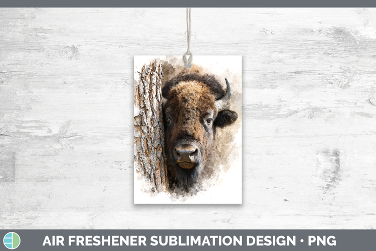 Bison Woodland Tree Peek Air Freshener Sublimation Design