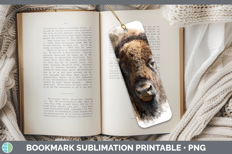 Bison Woodland Tree Peek Bookmark Sublimation Design
