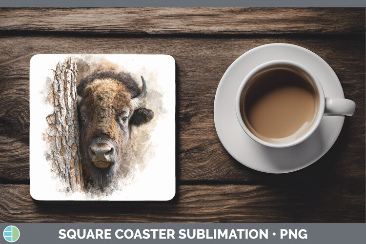 GorgeousWoodland Tree Peek Square Coaster design.