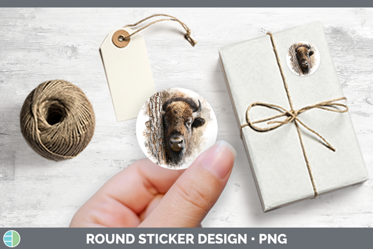 Bison Woodland Tree Peek Stickers Design