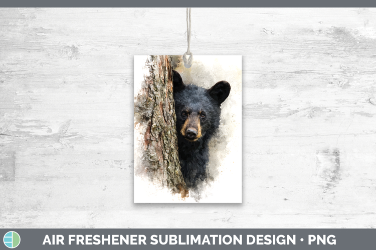 Black Bear Woodland Tree Peek Air Freshener Sublimation Desi