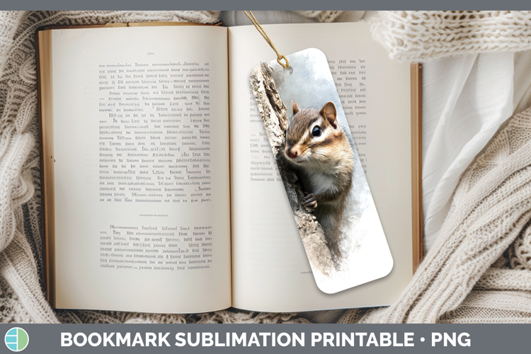Chipmunk Woodland Tree Peek Bookmark Sublimation Design