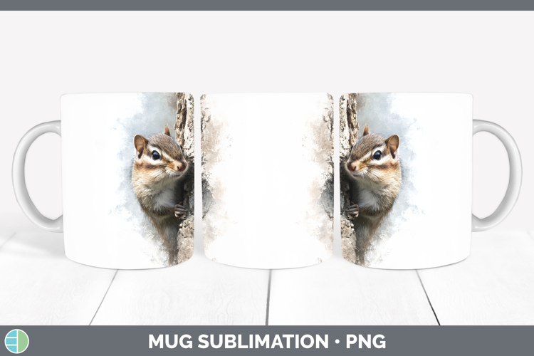 Chipmunk Woodland Tree Peek Mug Wrap Sublimation Design