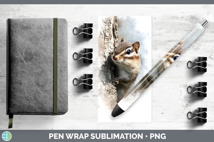 Chipmunk Woodland Tree Peek Pen Wrap Sublimation Design
