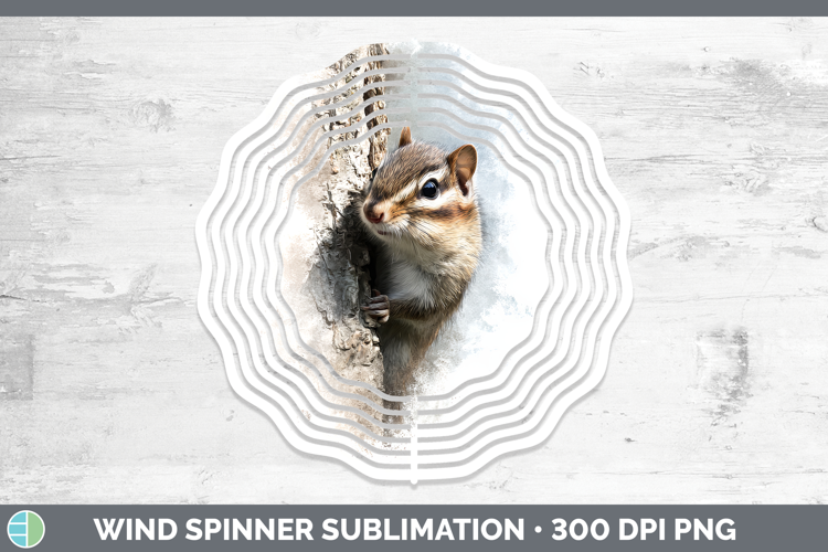 Chipmunk Woodland Tree Peek Wind Spinner Sublimation Design