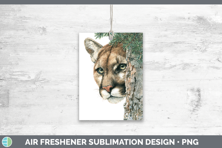 Cougar Woodland Tree Peek Air Freshener Sublimation Design