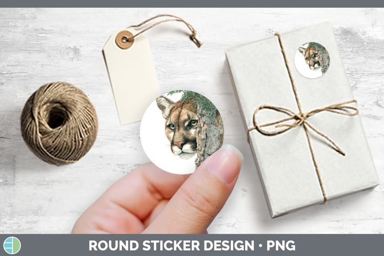 Cougar Woodland Tree Peek Stickers Design