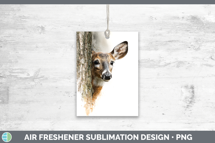 Deer Woodland Tree Peek Air Freshener Sublimation Design
